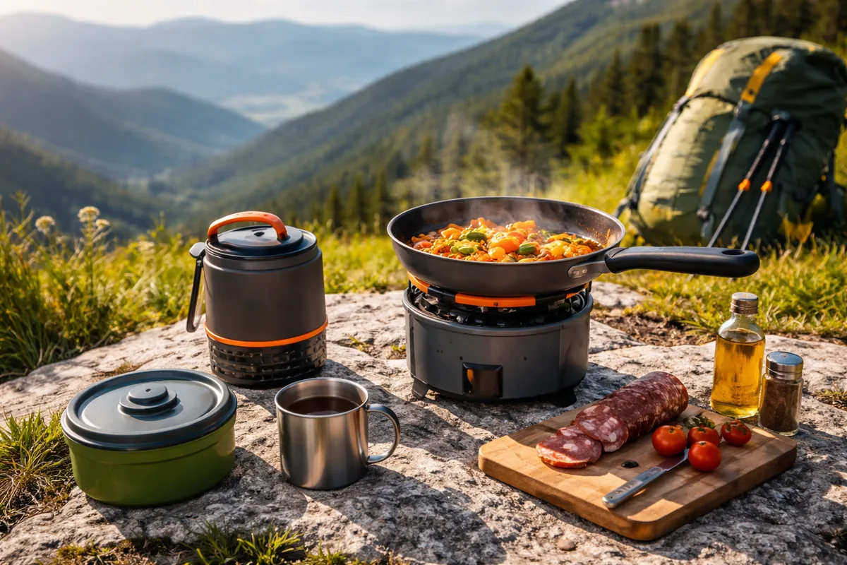 Quel équipement indispensable pour cuisiner en plein air lors d'une randonnée ?